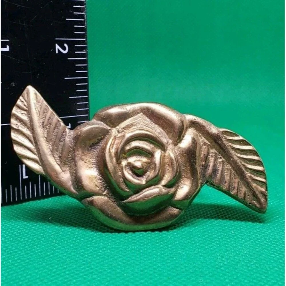 Rare Vintage Antique Napkin Holders Brass And Wood Rose And Flower Pattern......